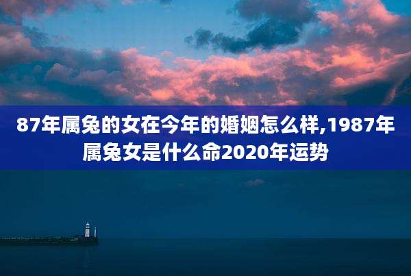 87年属兔的女在今年的婚姻怎么样,1987年属兔女是什么命2020年运势