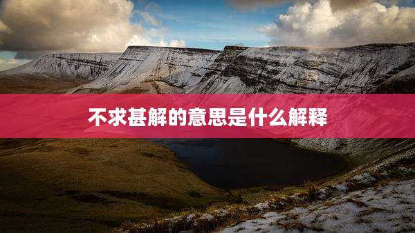 不求甚解的意思是什么解释