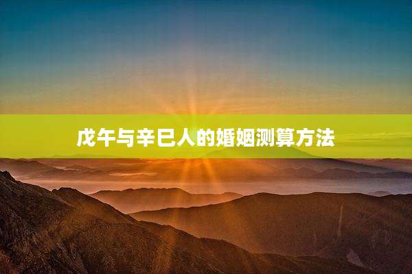 戊午与辛巳人的婚姻测算方法