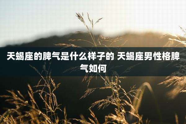 天蝎座的脾气是什么样子的 天蝎座男性格脾气如何