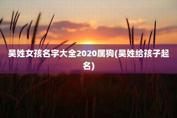 吴姓女孩名字大全2020属狗(吴姓给孩子起名)