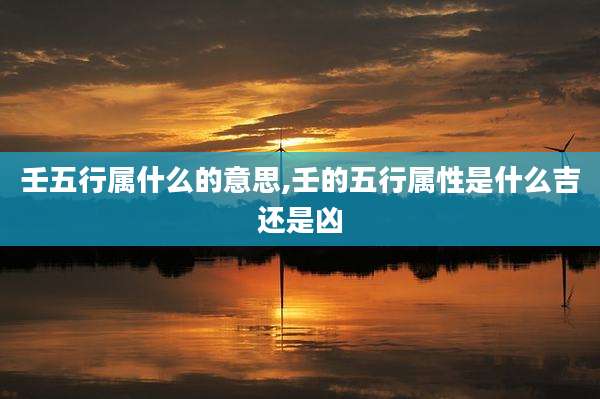 壬五行属什么的意思,壬的五行属性是什么吉还是凶