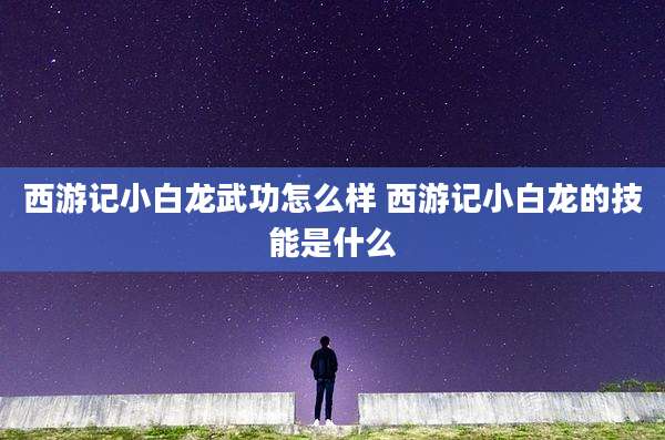 西游记小白龙武功怎么样 西游记小白龙的技能是什么