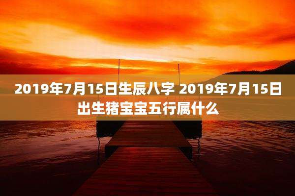 2019年7月15日生辰八字 2019年7月15日出生猪宝宝五行属什么