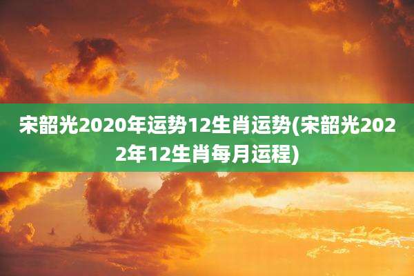 宋韶光2020年运势12生肖运势(宋韶光2022年12生肖每月运程)