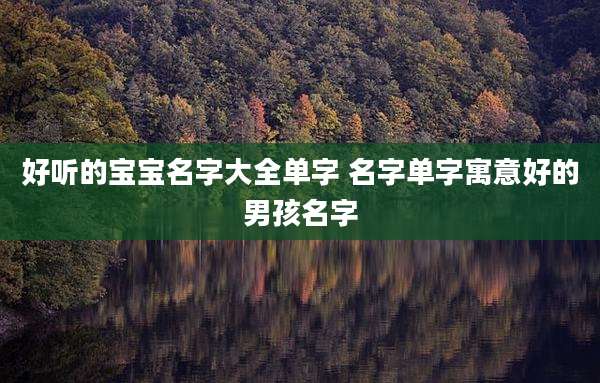 好听的宝宝名字大全单字 名字单字寓意好的男孩名字