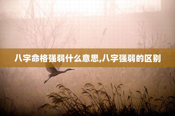 八字命格强弱什么意思,八字强弱的区别