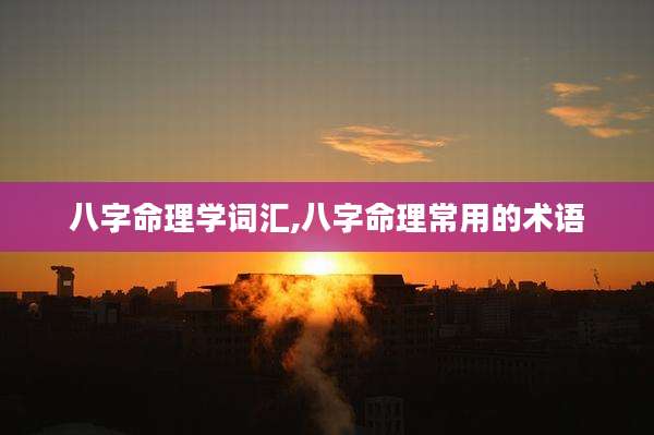 八字命理学词汇,八字命理常用的术语