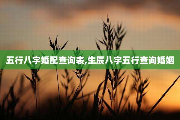 五行八字婚配查询表,生辰八字五行查询婚姻