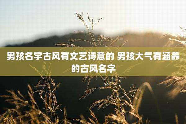 男孩名字古风有文艺诗意的 男孩大气有涵养的古风名字