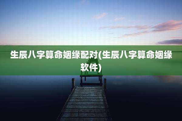 生辰八字算命姻缘配对(生辰八字算命姻缘软件)