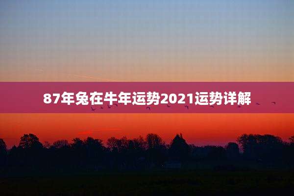 87年兔在牛年运势2021运势详解