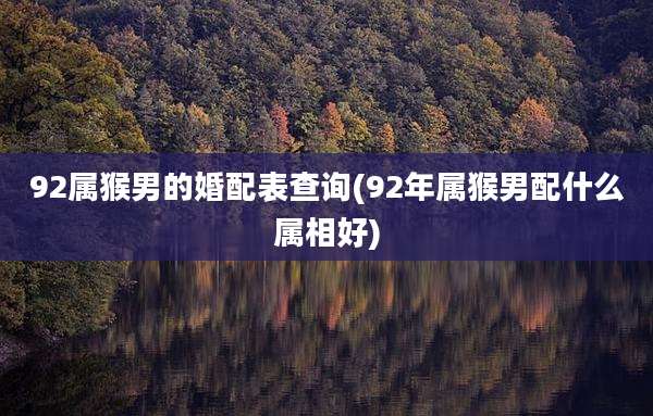 92属猴男的婚配表查询(92年属猴男配什么属相好)