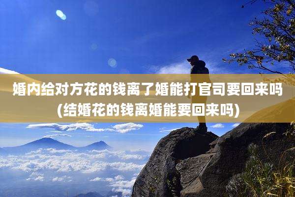 婚内给对方花的钱离了婚能打官司要回来吗(结婚花的钱离婚能要回来吗)