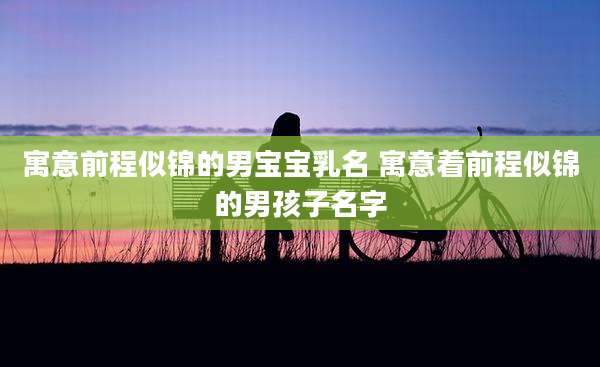 寓意前程似锦的男宝宝乳名 寓意着前程似锦的男孩子名字