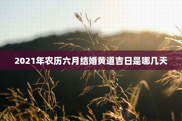 2021年农历六月结婚黄道吉日是哪几天