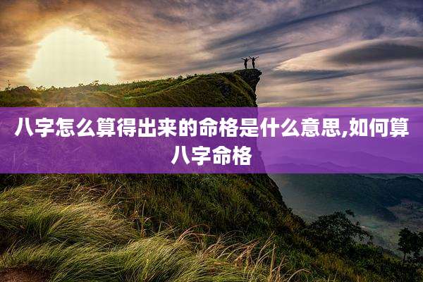 八字怎么算得出来的命格是什么意思,如何算八字命格