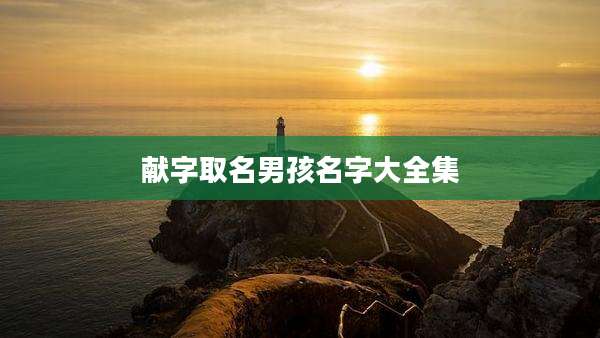献字取名男孩名字大全集