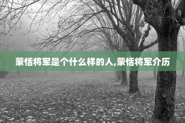 蒙恬将军是个什么样的人,蒙恬将军介历