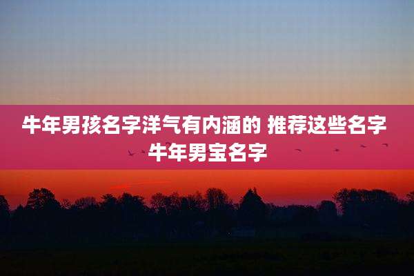 牛年男孩名字洋气有内涵的 推荐这些名字 牛年男宝名字