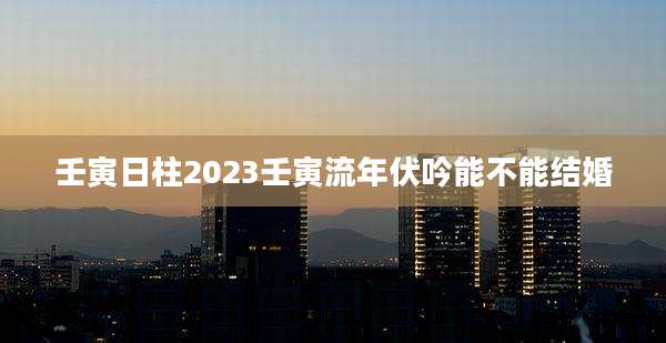 壬寅日柱2023壬寅流年伏吟能不能结婚