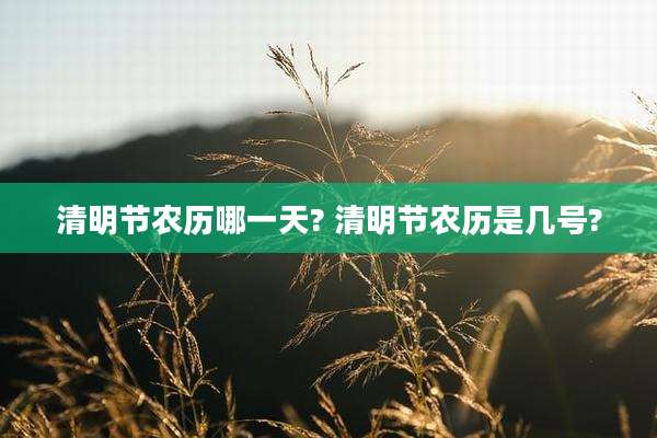 清明节农历哪一天? 清明节农历是几号?
