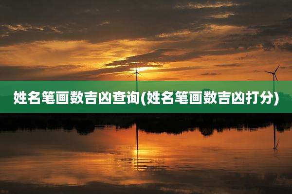 姓名笔画数吉凶查询(姓名笔画数吉凶打分)