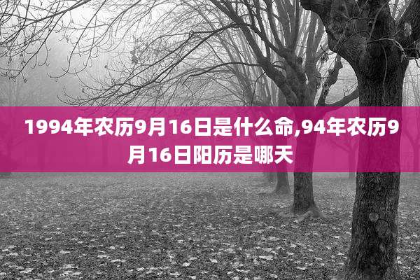 1994年农历9月16日是什么命,94年农历9月16日阳历是哪天