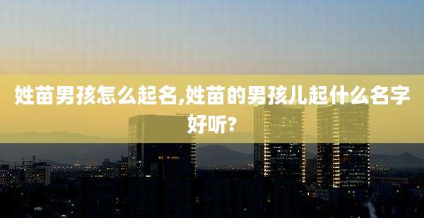 姓苗男孩怎么起名,姓苗的男孩儿起什么名字好听?