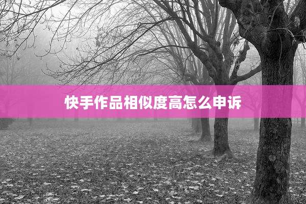 快手作品相似度高怎么申诉