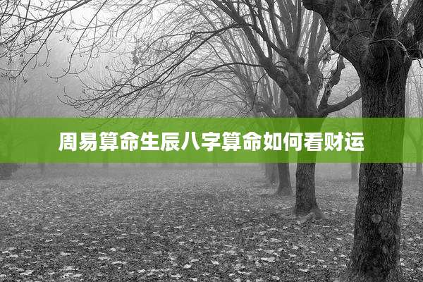 周易算命生辰八字算命如何看财运