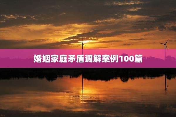 婚姻家庭矛盾调解案例100篇