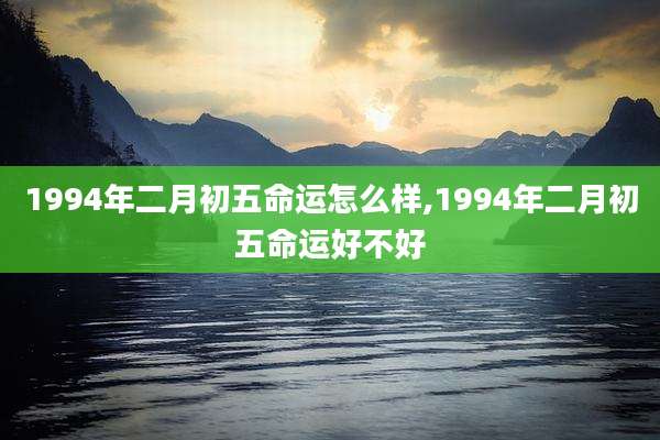 1994年二月初五命运怎么样,1994年二月初五命运好不好