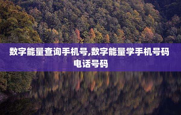 数字能量查询手机号,数字能量学手机号码 电话号码