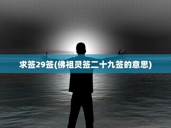 求签29签(佛祖灵签二十九签的意思)