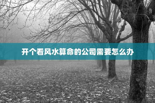 开个看风水算命的公司需要怎么办