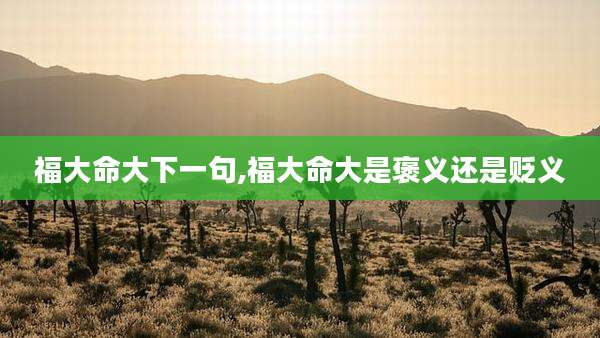 福大命大下一句,福大命大是褒义还是贬义