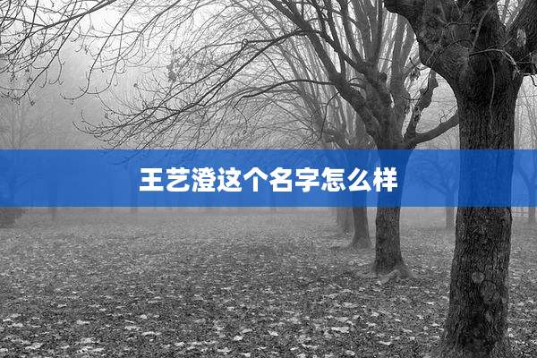 王艺澄这个名字怎么样