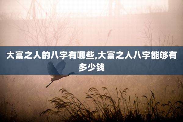 大富之人的八字有哪些,大富之人八字能够有多少钱
