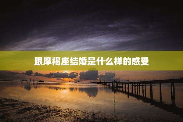 跟摩羯座结婚是什么样的感受