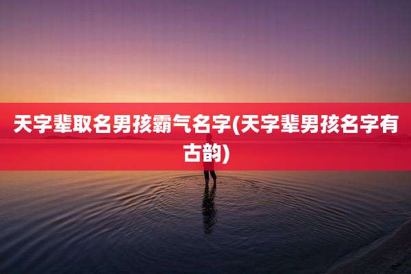 天字辈取名男孩霸气名字(天字辈男孩名字有古韵)