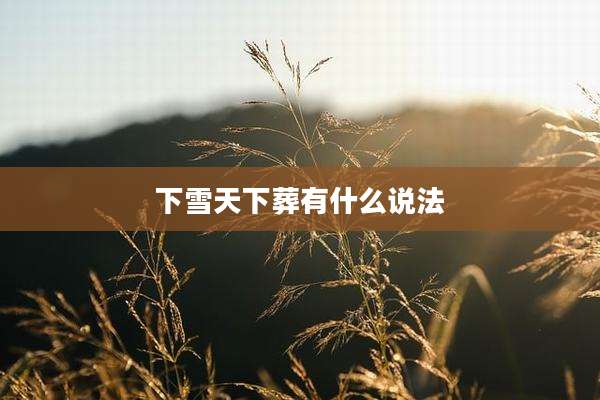 下雪天下葬有什么说法