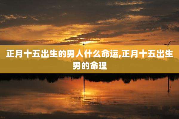 正月十五出生的男人什么命运,正月十五出生男的命理