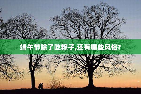 端午节除了吃粽子,还有哪些风俗?