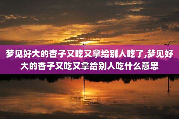 梦见好大的杏子又吃又拿给别人吃了,梦见好大的杏子又吃又拿给别人吃什么意思