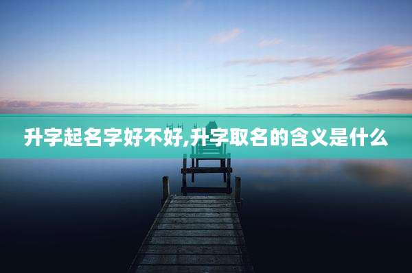 升字起名字好不好,升字取名的含义是什么