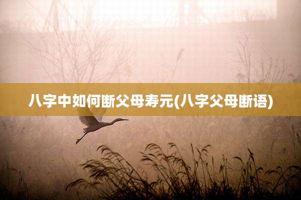 八字中如何断父母寿元(八字父母断语)