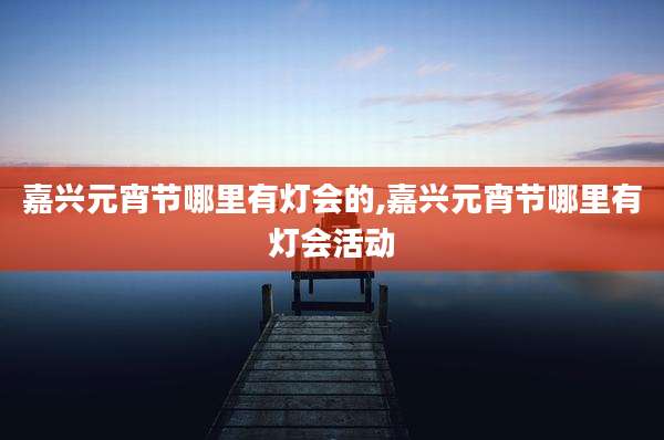 嘉兴元宵节哪里有灯会的,嘉兴元宵节哪里有灯会活动