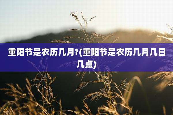 重阳节是农历几月?(重阳节是农历几月几日几点)