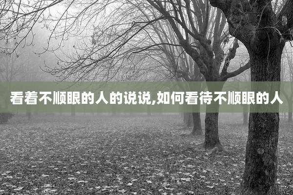 看着不顺眼的人的说说,如何看待不顺眼的人